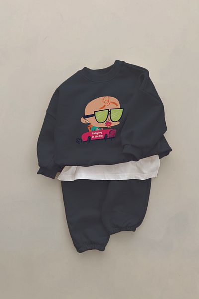 ADABEBEK New Season Racer Baby Printed 2-Piece Baby Set 232338