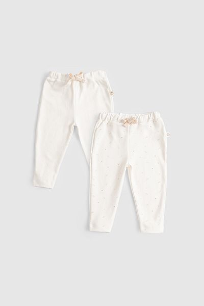 Little Gusto Organic Cotton Baby Pants - Set of 2 Twig Ecru