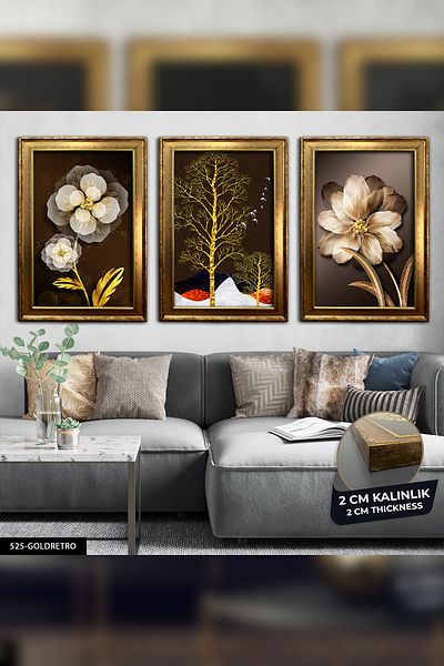 Evinemoda Picturi cu rama 3 bucati - Arborele cu flori CVPLK