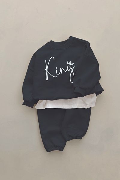 ADABEBEK New Season King Crown Printed 2-Piece Baby Set 22572