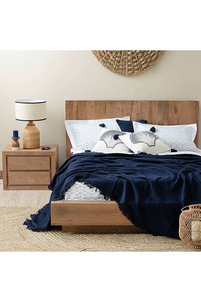 Chakra Marfa Double Size Summer Blanket 200x220 cm Marin Blue