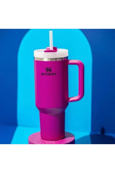 Fuchsia Quencher Thermos - 1.18 L with Straw