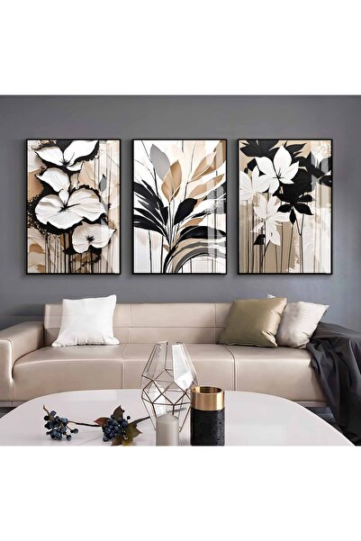 Harika bir ev Hari̇kabi̇rev | Beige-Black-White Flowers Combination | Framed ...