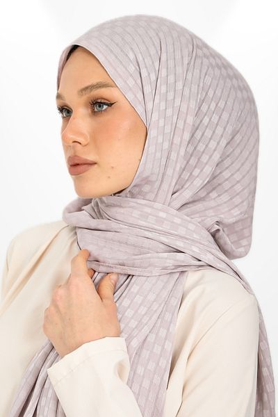 hijabchi Nude Jacquard Crepe Evening Dress - Square Detail, Special Occasion Shawl, New Collections