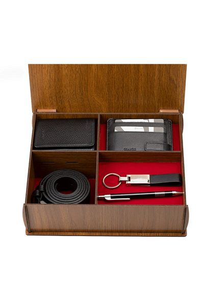 Grande Hky 1414 Genuine Leather Men's Wallet & Card Holder and Belt Set