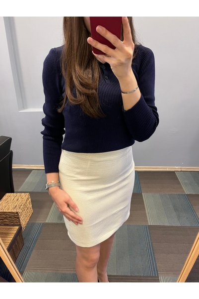OUZ Fashion Slim Fit - Product Size Is 36 - Waist: 36cm. Women's Lined Winter High Waist Above Knee Pencil Skirt