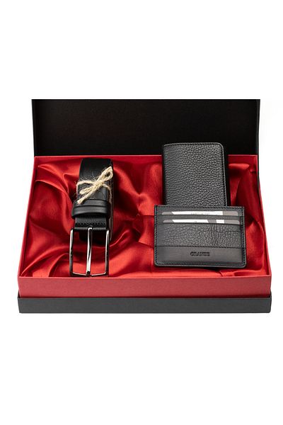 Grande 1414 Genuine Leather Men's Wallet & Card Holder and Belt Set
