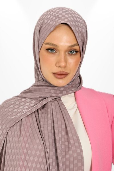 hijabchi Βραδινό φόρεμα Dark Mink Jacquard Crepe - Σάλι ειδικής περίστασης, τετράγωνη λεπτομέρεια - Νέες συλλογές