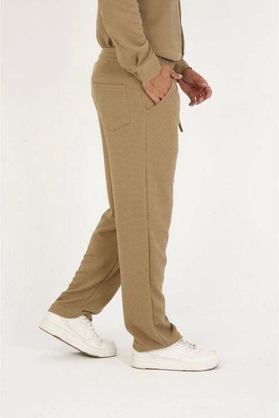 Moka Shopin Mokashopin Jacquard Box Print Brown Baggy Sweatpants Trousers