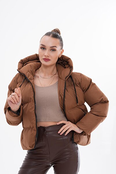 ŞİMAL Women's Gel Padding Hood Detailed Puffer Coat 255305 -