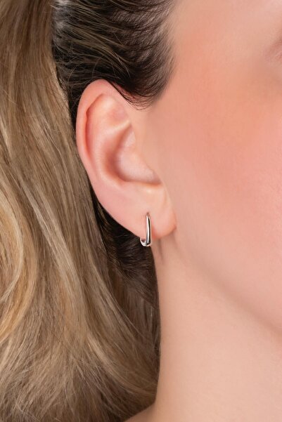 So CHIC... Klasik 18 Ayar Beyaz Altın Kaplama Gümüş Küpe