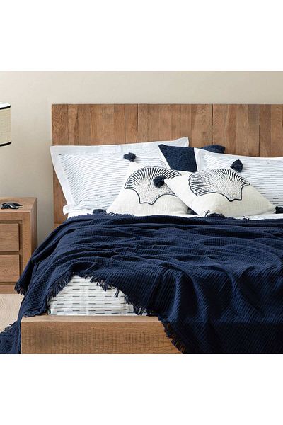 Chakra Marfa Double Size Summer Blanket 200x220 cm Marin Blue