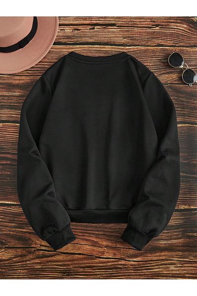 PALPİTO Hanorac oversize cu decolteu rotund cu imprimeu Love Is Wild pentru femei