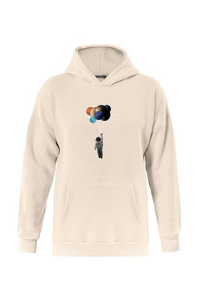 SOFTWAY Μπεζ Χρώμα Unisex Balloon Astronaut με στάμπα Oversize με κουκούλα