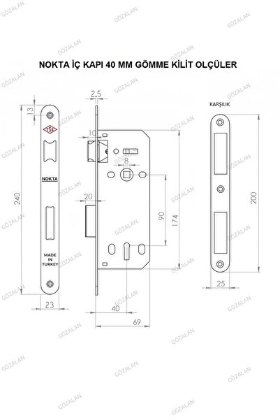 Nokta 40 Mm Sessiz Iç Oda Kapı Kilidi