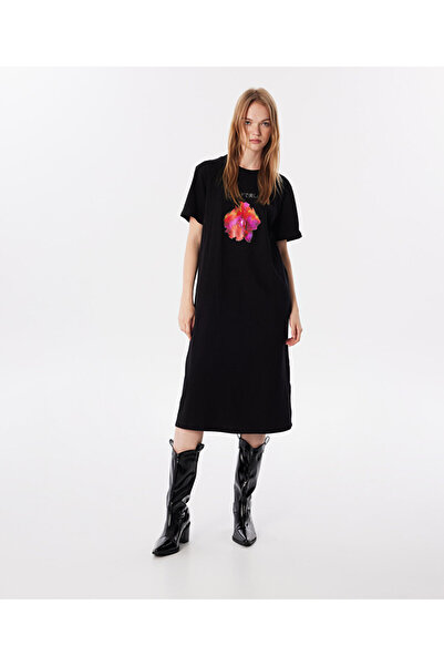 Twist Slogan ve görsel baskılı elbise