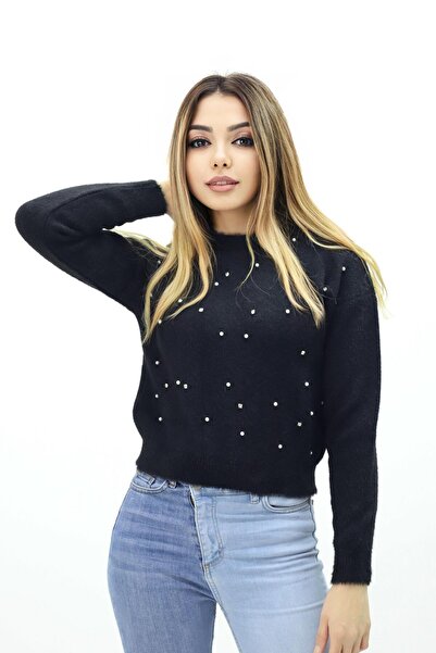 Piedra Women's Crew Neck Stone Bearded Sweater