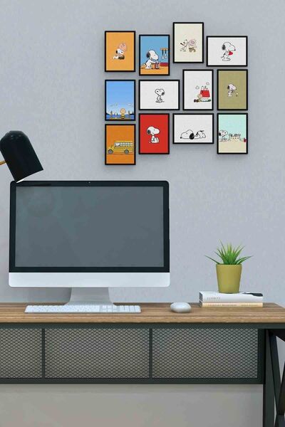 Pi Dekorasyon Snoopy 12 Parça Mdf (ahşap) Tablo Ofis Boyu