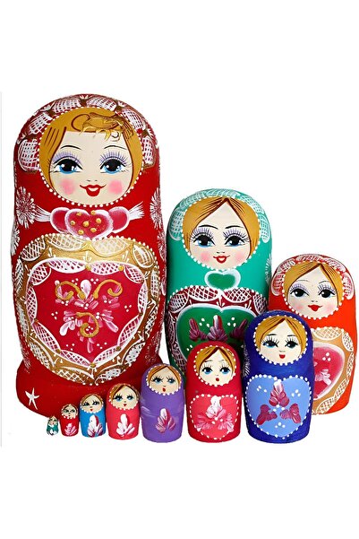 EXENET El Yapımı Dekoratif Matruşka Bebek Seti – Özel 5'li Seri Lüks Ahşap Ür...