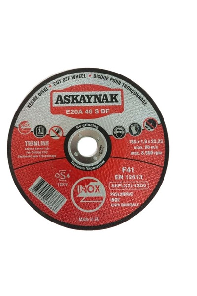 Askaynak 180x1.9x22.23 Inox Kesici