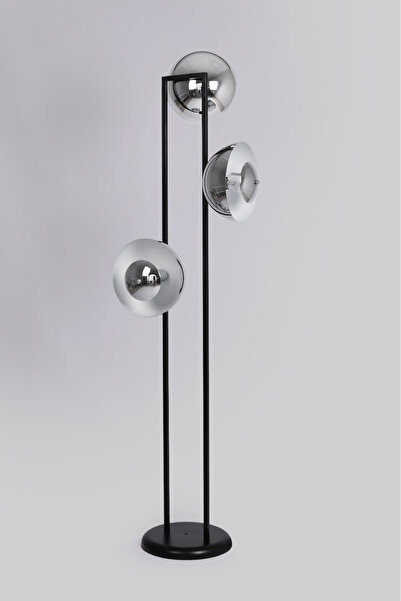 Vinner Sarthe Özel Tasarım Siyah-Krom Metal Ayaklı Lambader, Salon Lambader
