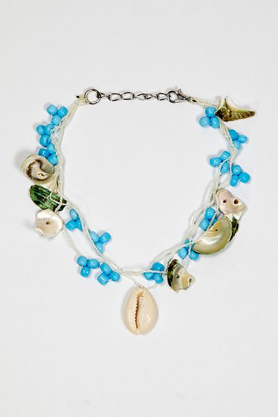 Lila Rosa Seashell Anklet and Blue Elephant Anklet
