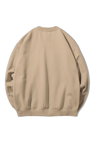 GlowUP Women Men's Cream Basic Plain Crew Neck Sweatshirt