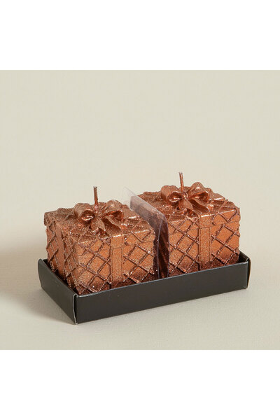 Chakra Gift 2 Li Dekoratif Mum 10x6 Cm Bakır