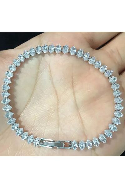 NKIE JEWELS Model Su 3177 Road Silver Stone Shuttle Bracelet Color - Zircon Steel