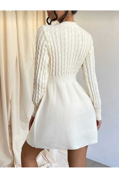 LİBASSİNİ Hair Braid Skirtbel Rubber Detailed Midi Trend Dress