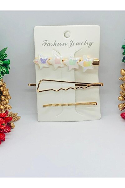 İnDerin Gold Color 3-Piece Hair Clasp Set