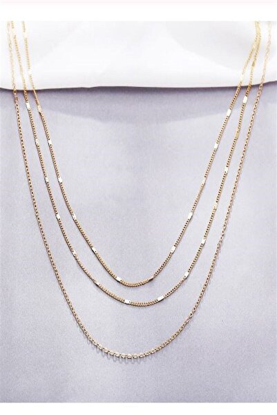 Genel Markalar Kolye Şeri Kaplama Gold Çoklu Zincir Kolye Kadın Katmanlı Choker Kolye Üçlü Uzun