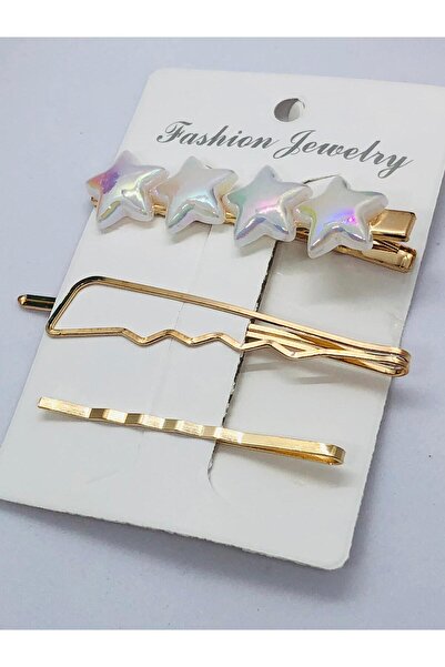 İnDerin Gold Color 3-Piece Hair Clasp Set