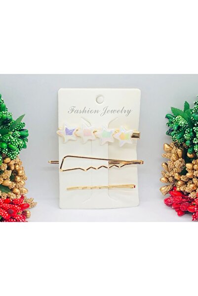 İnDerin Gold Color 3-Piece Hair Clasp Set