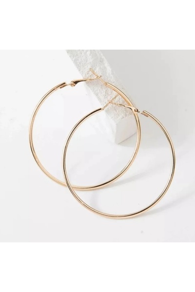 MAKSESUAR Women's 7cm Gold Color Hoop Earrings
