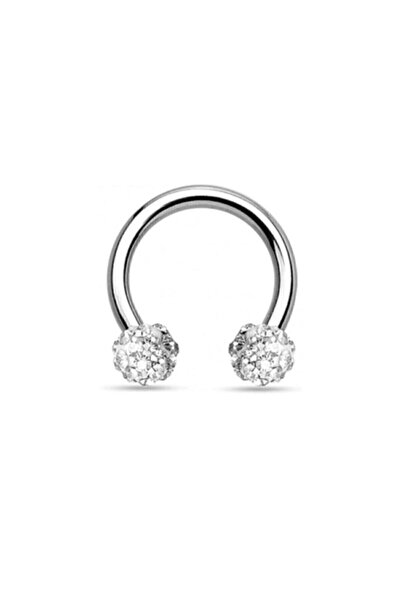 NKIE JEWELS Dudak Boy 3176 Beyaz Septum - Tragus Gümüş Renk Kıkırdak Burun Mi...
