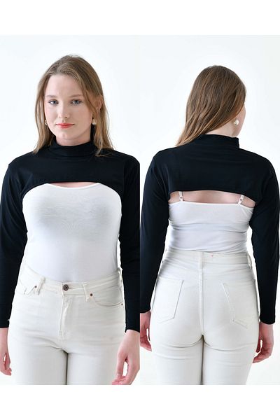 mirach Plus Size Black and Black Body Set - Long Sleeve Combed Cotton Underwear Sleeve