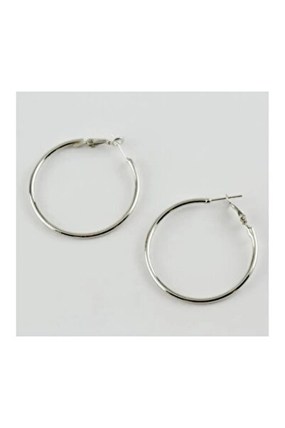 MAKSESUAR Women's 4cm Silver Color Hoop Earrings