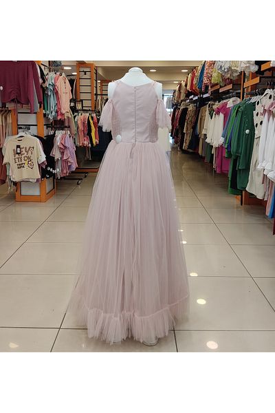 Yonca Çocuk ONBUCO Kids 1552 Παιδικό βραδινό φόρεμα κοριτσιού με πέτρες γιακά