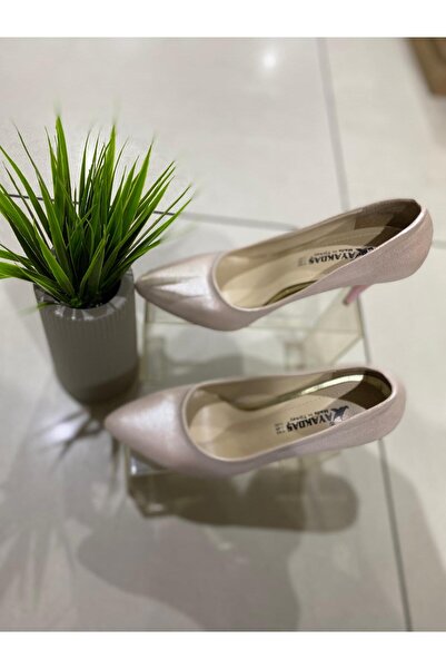 Aysun Ayakkabı pudra rengi dış meteryal cild deri kadın sitiletto ayakkabı