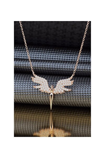 NKIE JEWELS الذهب 1077 ميكائيل مجنح حجر الزركون الأبيض الملون - قلادة الملاك