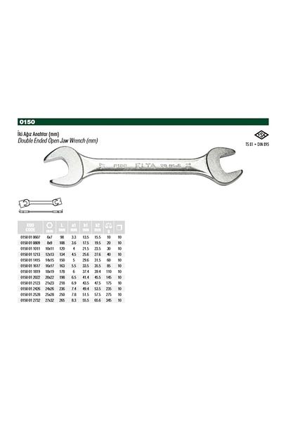 Elta 14X15 Two Mouth Key Model: 0150 01 1415