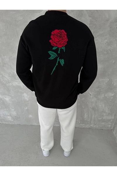 modaserdem Φούτερ Unisex Crew Neck εμπρός και πίσω με στάμπα - Μαύρο