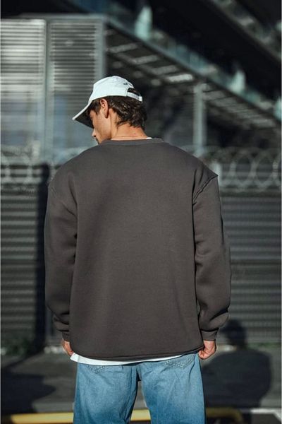 Simala Ανδρικό φούτερ Anthracite Winter Crew Neck Basic με τρία κλωστές
