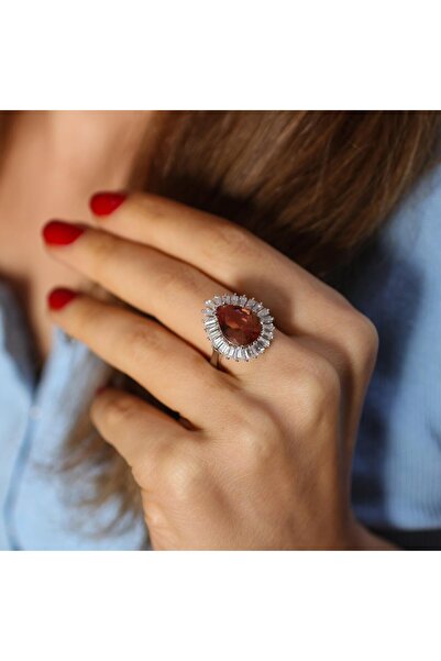 Nusret Takı Gümüş Damla Zultanit ve Baget Taşlı Yüzük, Büyük
