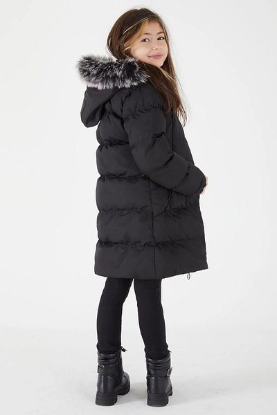 YARENKİDS Girl's Inflatable Coat Furry Black Detachable Hood Zippered