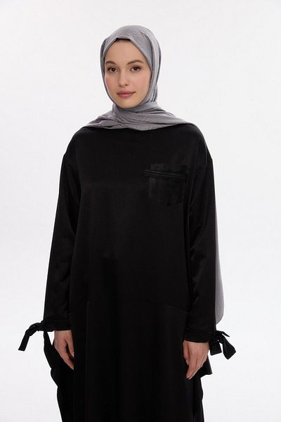 MİRSOY SCARF Silky Jacquard Shawl V Pattern-Dark Grey