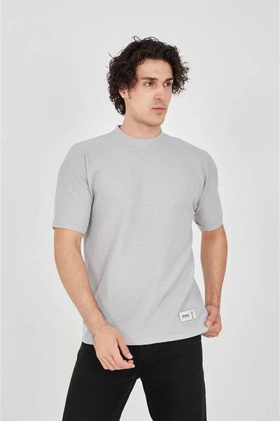 Viyamo Γκρι Unisex υφασμάτινο μπλουζάκι με άνετο μανίκι