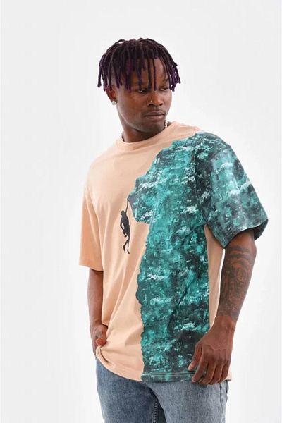 titer Μπλουζάκι Unisex Crew Neck με στάμπα Oversize - Μπεζ