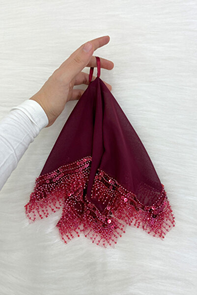 ZEYMERADE Bordo Gelin Damat Mendili, Halay El Mendili, Pullu Boncuklu, Düğün ...